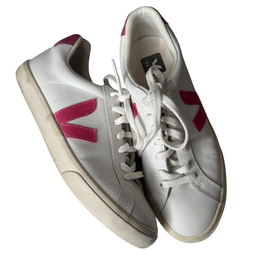Veja White and Pink Athletic Shoes